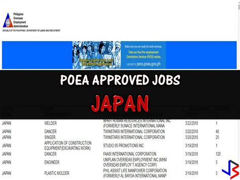 poea teaching jobs in japan